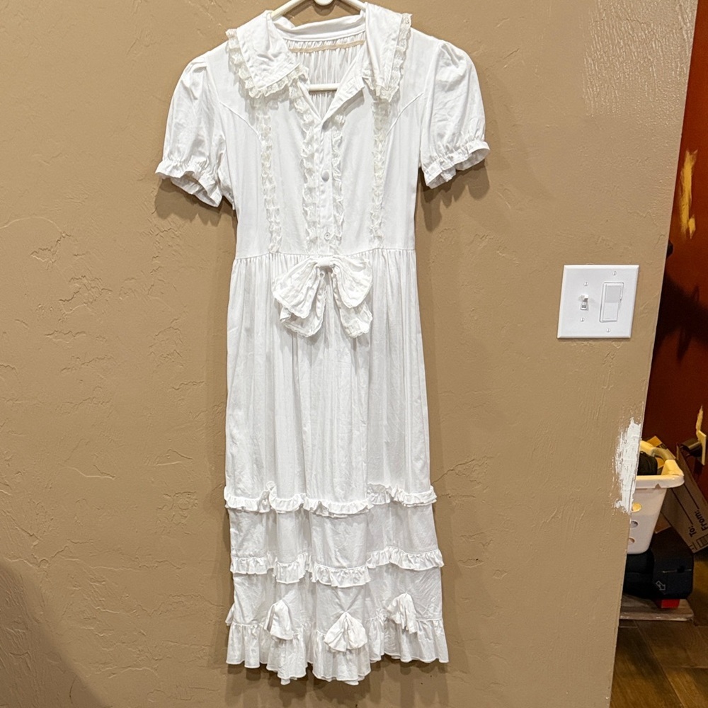 White Ruffled Long Dress